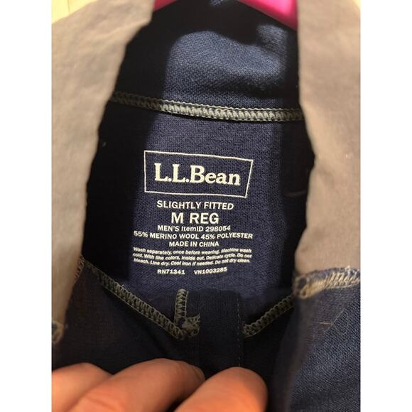 L. L. Bean Merino Wool Performance 1/4 zip Mid-weight Base Layer Blue Men's Med - Picture 3 of 7